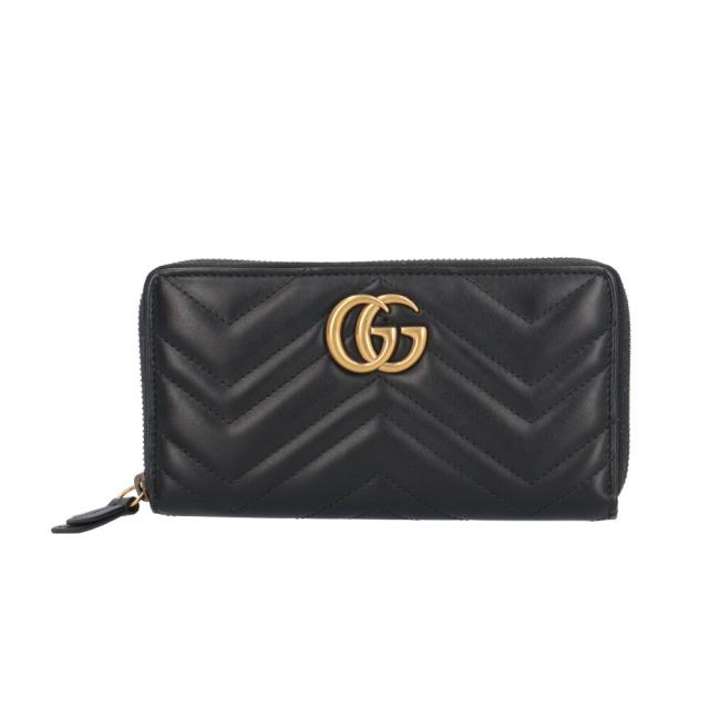 グッチ ジップアラウンドウォレット GGマーモント 長財布 レザー 443123 レディース GUCCI 中古 R&Kリサイクルキング