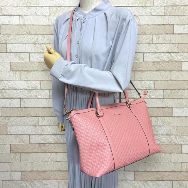 グッチ マイクログッチシマ ショルダーバッグ レザー 449655 ピンク レディース GUCCI 中古 R&Kリサイクルキング_1