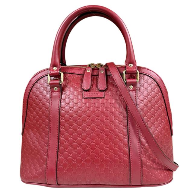 グッチ マイクログッチシマ ショルダーバッグ レザー 449663 レッド レディース GUCCI 中古 R&Kリサイクルキング