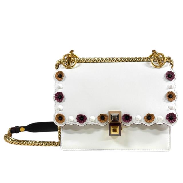 フェンディ キャナイ ミニ ショルダーバッグ レザー 8M0381 ホワイト レディース FENDI 中古 R&Kリサイクルキング
