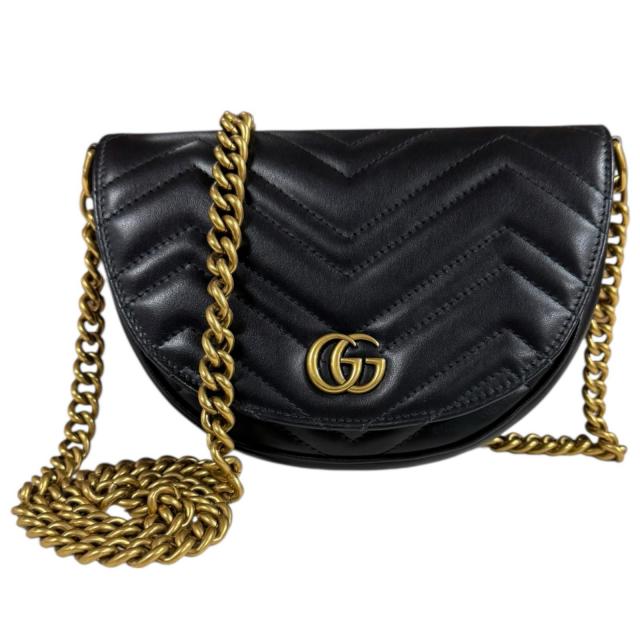 グッチ ＧＧマーモント ショルダーバッグ レザー 746431 ブラック レディース GUCCI 中古 R&Kリサイクルキング