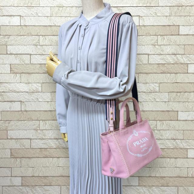プラダ カナパトートSS ショルダーバッグ キャンバス 1BG439 ピンク レディース PRADA 中古 R&Kリサイクルキング_1