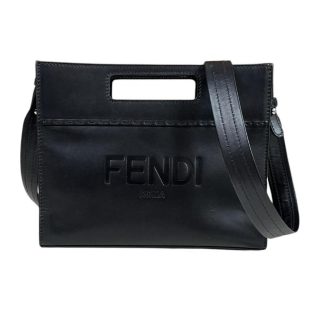 フェンディ ショッパー スモール ショルダーバッグ なめし革 7VA547 黒いこと メンズ FENDI  中古 R&K再利用第一人者