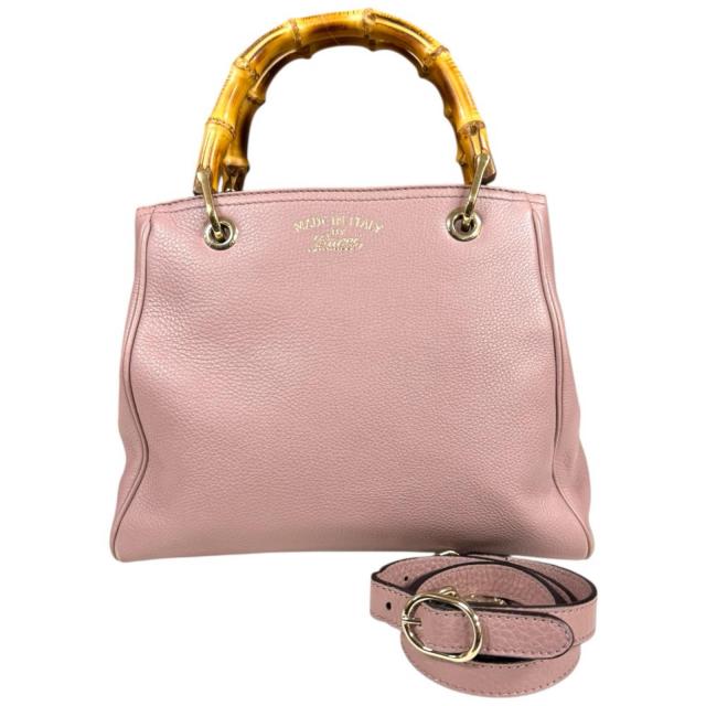 グッチ バンブー ショルダーバッグ レザー 336032 ピンク レディース GUCCI 中古 R&Kリサイクルキング