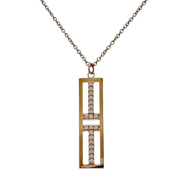 ティファニー Tトゥー オープン バーティカル ネックレス 18金 K18ピンクゴールド ダイヤモンド レディース TIFFANY&amp;Co.  中古 R&amp;Kリサイクルキング