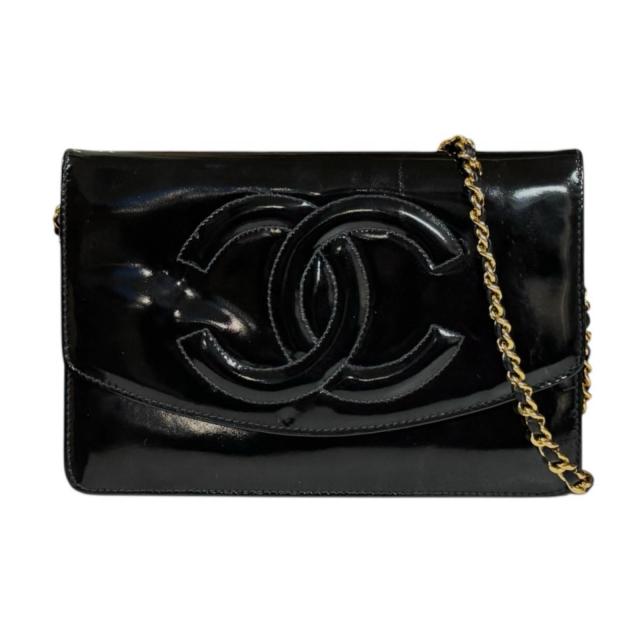 シャネル ココマーク ショルダーバッグ エナメル A05282 ブラック レディース CHANEL 中古 R&Kリサイクルキング