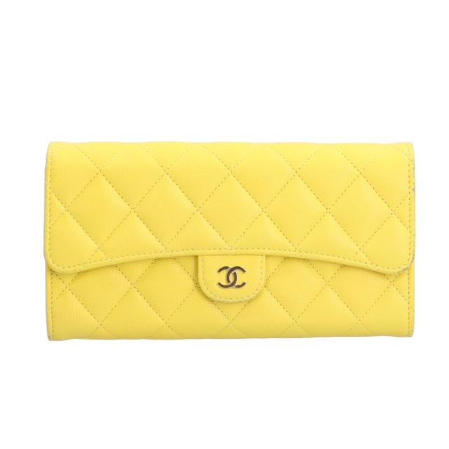 シャネル クラッシックロングフラップウォレット マトラッセ 長財布 