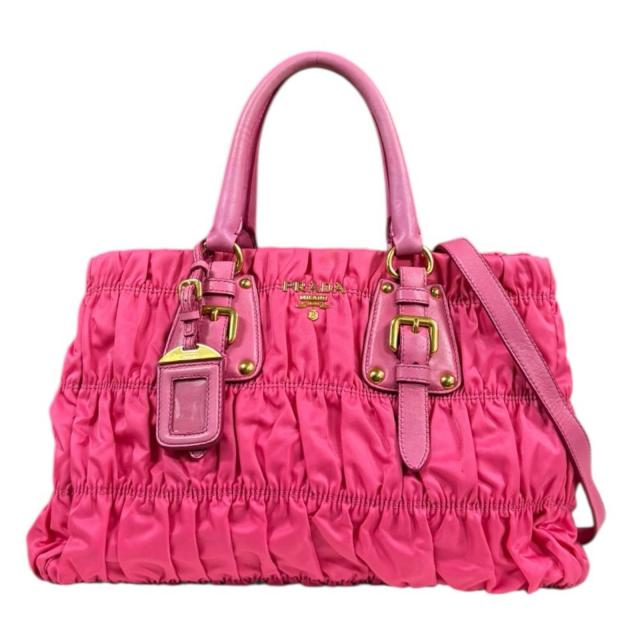 プラダ ギャザー ショルダーバッグ ナイロン BN2346 ピンク レディース PRADA 中古 R&Kリサイクルキング