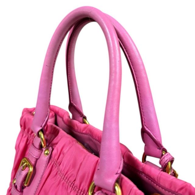 プラダ ギャザー ショルダーバッグ ナイロン BN2346 ピンク レディース PRADA 中古 R&Kリサイクルキング_12