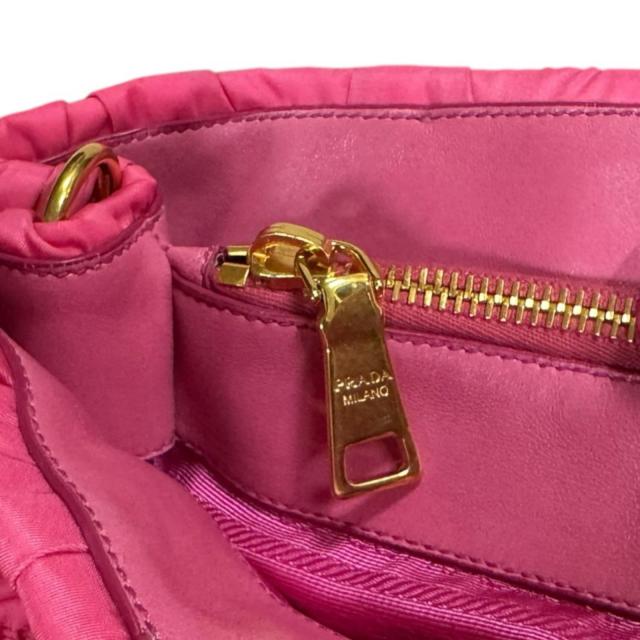 プラダ ギャザー ショルダーバッグ ナイロン BN2346 ピンク レディース PRADA 中古 R&Kリサイクルキング_14