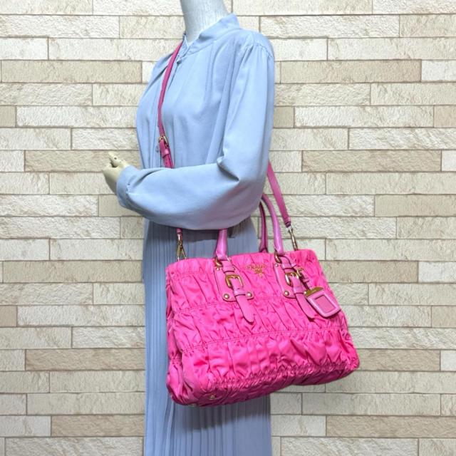 プラダ ギャザー ショルダーバッグ ナイロン BN2346 ピンク レディース PRADA 中古 R&Kリサイクルキング_1