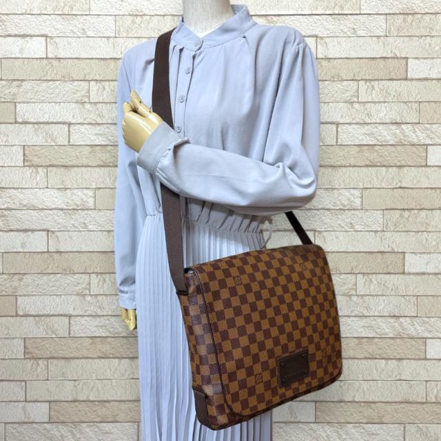 ルイヴィトン ブルックリンMM ダミエ ショルダーバッグ ダミエキャンバス N51211 ブラウン メンズ LOUIS VUITTON 中古 R&Kリサイクルキング_1