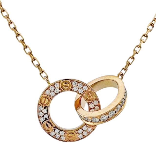 カルティエ ラブサークル ネックレス 18金 K18ピンクゴールド ダイヤモンド レディース CARTIER  中古 R&amp;Kリサイクルキング