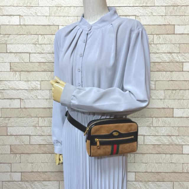 グッチ スモール ベルトバッグ オフィディア ウエストバッグ スウェード 517076 ブラウン レディース GUCCI 中古 R&Kリサイクルキング_1