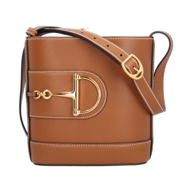 グッチ スモール バケットバッグ グッチ73 ショルダーバッグ レザー 833665 ブラウン レディース GUCCI  中古 R&amp;Kリサイクルキング