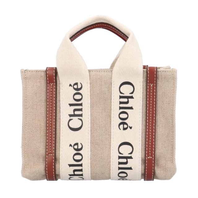 クロエ ミニトート ウッディ ショルダーバッグ リネン CHC22AP237I2690U ブラウン レディース Chloe 中古 R&Kリサイクルキング_2
