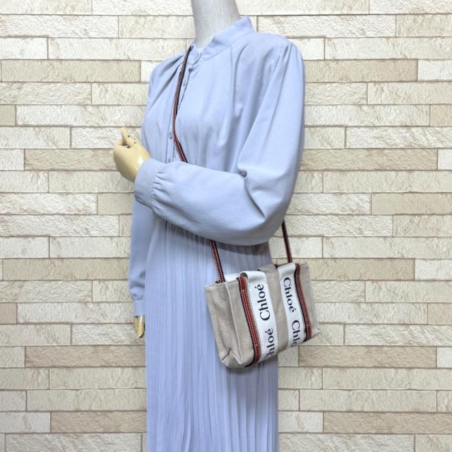 クロエ ミニトート ウッディ ショルダーバッグ リネン CHC22AP237I2690U ブラウン レディース Chloe 中古 R&Kリサイクルキング_1