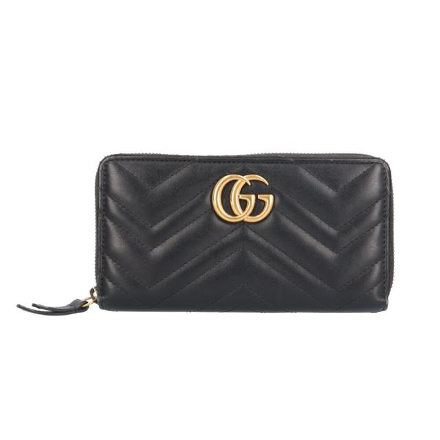 グッチ ジップアラウンドウォレット GGマーモント 長財布 レザー 443123 レディース GUCCI 中古 R&Kリサイクルキング