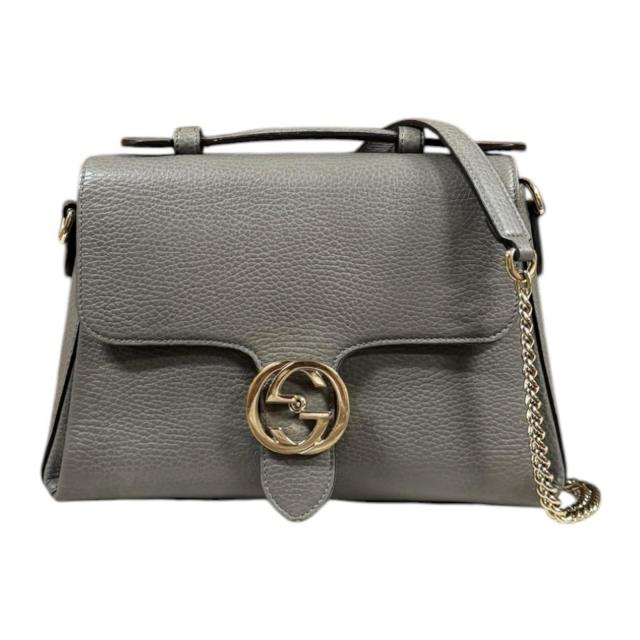 グッチ アウトレット品 インターロッキング ショルダーバッグ レザー 510302 グレー レディース GUCCI 中古 R&Kリサイクルキング