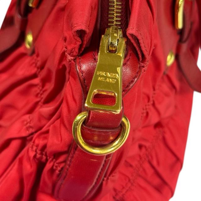 プラダ ギャザー ショルダーバッグ ナイロン BN1407 レッド レディース PRADA 中古 R&Kリサイクルキング_10