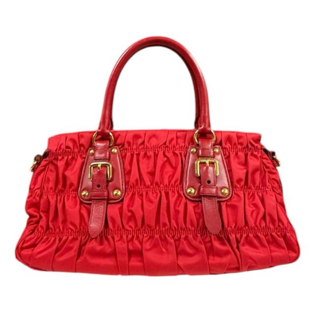 プラダ ギャザー ショルダーバッグ ナイロン BN1407 レッド レディース PRADA 中古 R&Kリサイクルキング_2