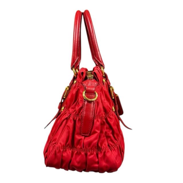 プラダ ギャザー ショルダーバッグ ナイロン BN1407 レッド レディース PRADA 中古 R&Kリサイクルキング_3