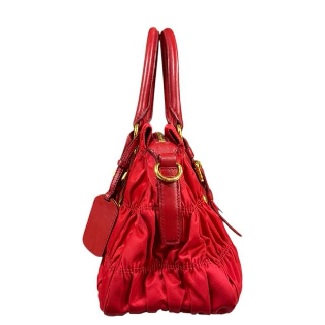 プラダ ギャザー ショルダーバッグ ナイロン BN1407 レッド レディース PRADA 中古 R&Kリサイクルキング_4