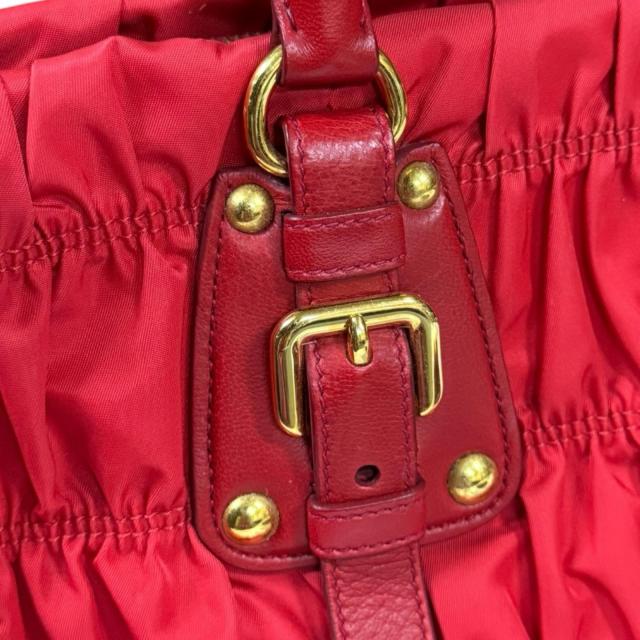 プラダ ギャザー ショルダーバッグ ナイロン BN1407 レッド レディース PRADA 中古 R&Kリサイクルキング_9