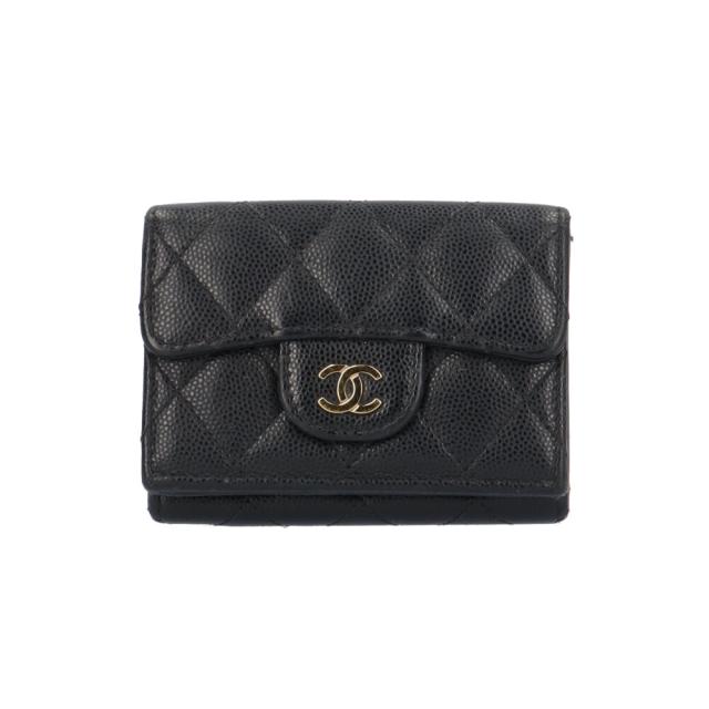 シャネル クラシック スモール フラップ ウォレット マトラッセ 三つ折り財布 キャビアスキン AP0230 レディース CHANEL 中古 R&Kリサイクルキング