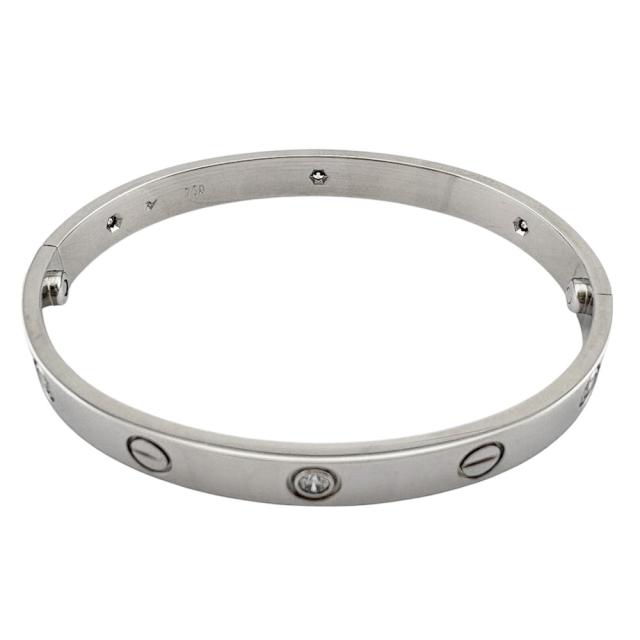 カルティエ ラブブレス バングル 18金 K18ホワイトゴールド ダイヤモンド レディース CARTIER 中古 R&Kリサイクルキング_3