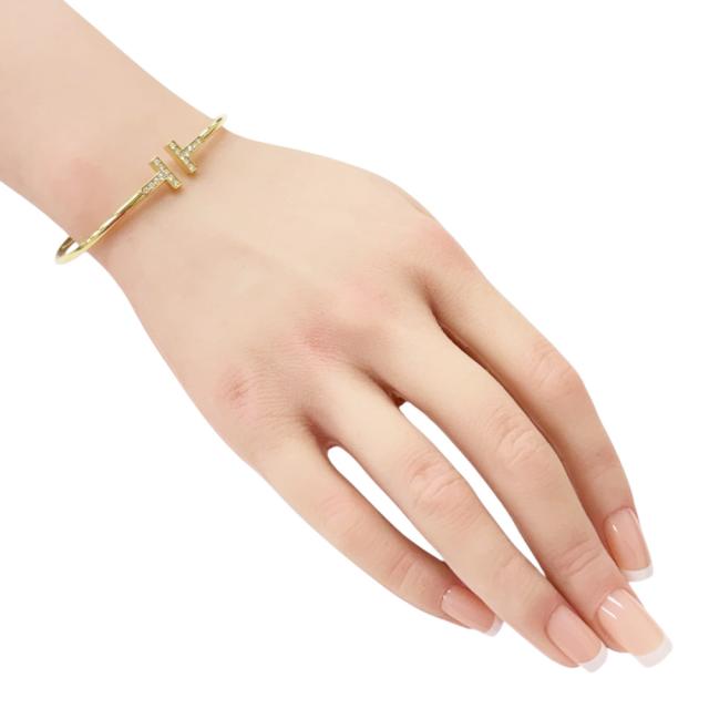 ティファニー Tワイヤー バングル 18金 K18イエローゴールド ダイヤモンド レディース TIFFANY&Co. 中古 R&Kリサイクルキング_1