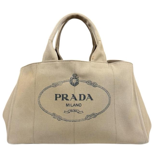プラダ カナパトートL ハンドバッグ キャンバス ベージュ レディース PRADA  中古 R&amp;Kリサイクルキング