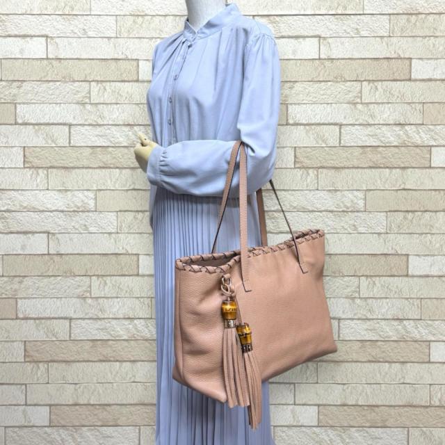 グッチ アウトレット品 バンブー トートバッグ レザー 354665 ベージュ レディース GUCCI 中古 R&Kリサイクルキング_1