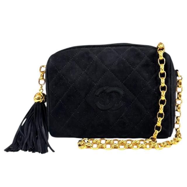 シャネル ココマーク ショルダーバッグ スウェード ブラック レディース CHANEL  中古 R&amp;Kリサイクルキング
