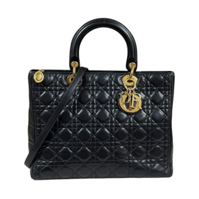 クリスチャンディオール レディディオール ラージ カナージュ ショルダーバッグ レザー M0566ONGE ブラック レディース Christian Dior  中古 R&amp;Kリサイクルキング