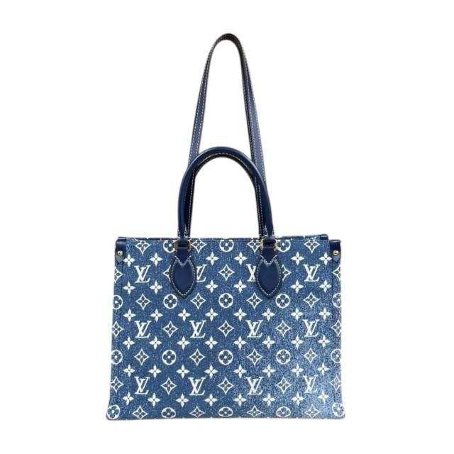 ルイヴィトン オンザゴーMM モノグラムジャガードデニム ショルダーバッグ M59608 ブルー レディース LOUIS VUITTON 中古 R&Kリサイクルキング
