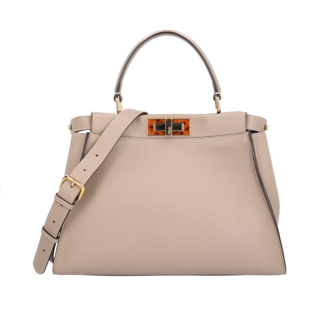 フェンディ ミディアム ピーカブー レギュラー ショルダーバッグ レザー 8BN290 ベージュ レディース FENDI  中古 R&amp;Kリサイクルキング