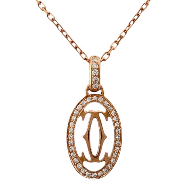 カルティエ ドゥーブルC ネックレス 18金 K18ピンクゴールド ダイヤモンド レディース CARTIER 中古 R&Kリサイクルキング 209,000円