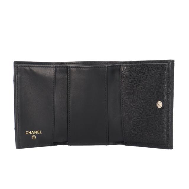 シャネル コンパクトウォレット マトラッセ 三つ折り財布 キャビアスキン レディース CHANEL 中古 R&Kリサイクルキング_4