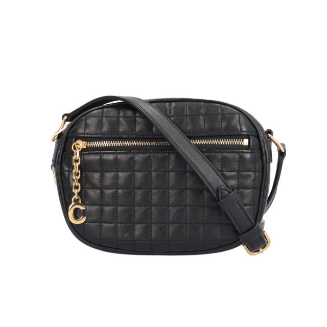 セリーヌ Cチャーム スモール カメラバッグ ショルダーバッグ レザー 188363BFH ブラック レディース CELINE  中古 R&amp;Kリサイクルキング