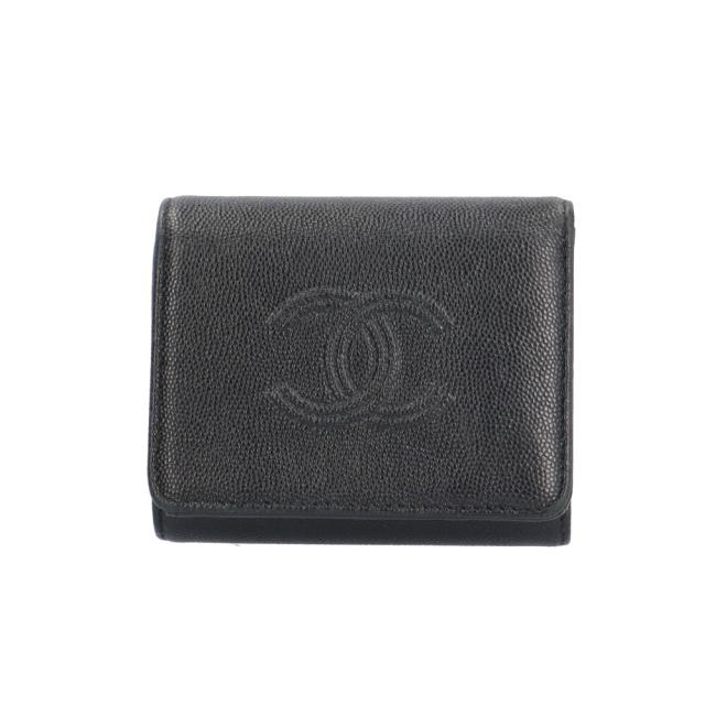 シャネル ココマーク 三つ折り財布 キャビアスキン レディース CHANEL 中古 R&Kリサイクルキング 71,390円