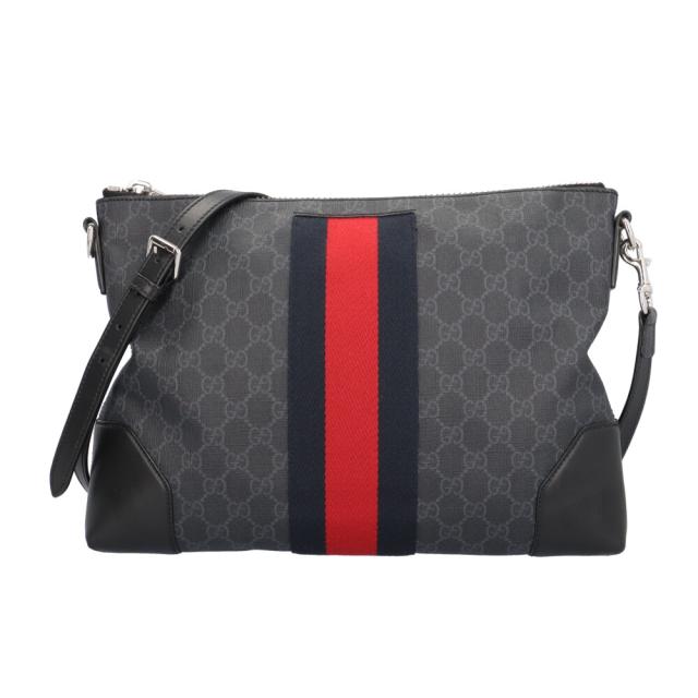 グッチ GGスプリーム シェリーライン ショルダーバッグ GGスプリームキャンバス 474139 ブラック メンズ GUCCI  中古 R&amp;Kリサイクルキング