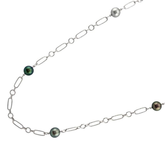 ミキモト モールスコード  ネックレス 18金 K18ホワイトゴールド パール レディース MIKIMOTO  中古 R&amp;Kリサイクルキング