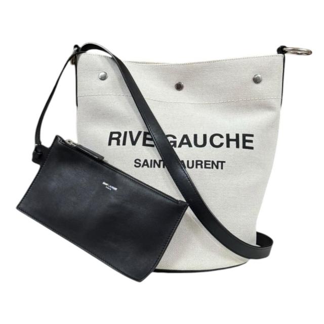 サンローラン リヴゴーシュ 井戸釣瓶御徒面子 ショルダーバッグ 帆布 669299 ベージュ レディース SAINT LAURENT  中古 R&K再利用第一人者