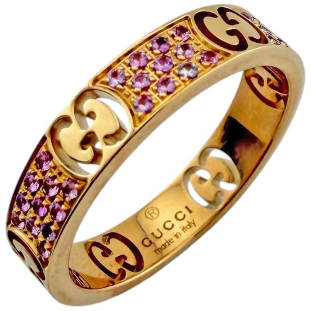 グッチ アイコンスターダスト リング 指輪 11.5号 18金 K18ピンクゴールド ピンクサファイア レディース GUCCI 中古 R&Kリサイクルキング 90,750円