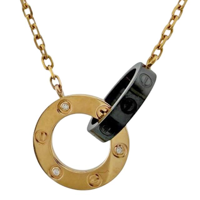 カルティエ ラブサークル ネックレス 18金 K18ピンクゴールド ダイヤモンド レディース CARTIER 中古 R&Kリサイクルキング