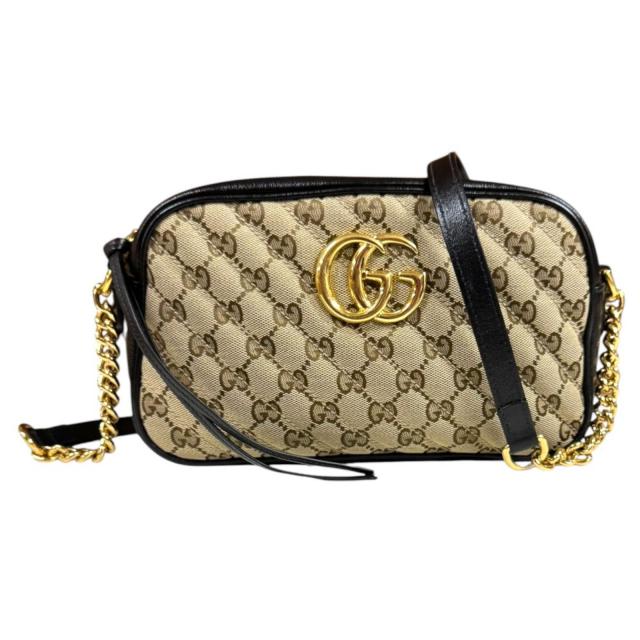 グッチ GGマーモント ショルダーバッグ GGキャンバス 735357 ブラック レディース GUCCI 中古 R&Kリサイクルキング
