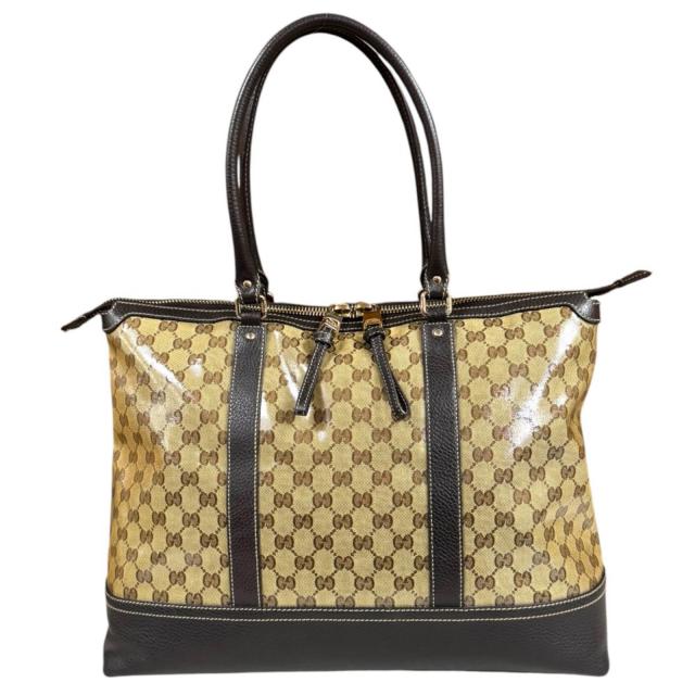 グッチ GGクリスタル トートバッグ PVCコーティングキャンバス 327793 ブラウン レディース GUCCI 中古 R&Kリサイクルキング