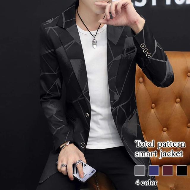 テーラードジャケット メンズ 総柄スマートジャケット 春 30代 カジュアル スーツ ブランド 夏 ブレザー 20代 秋 フォーマル おしゃれ 人気 40代 50代 冬の通販は 6,282円
