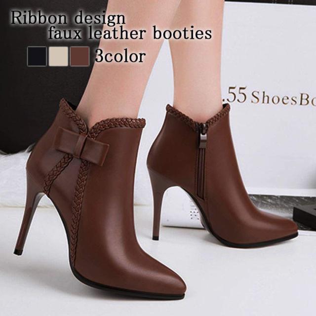 ブーツ レディース リボンデザインレザーブーティ ミドル 暖かい ミドル丈 革 夏 防水 おしゃれ 軽い 歩きやすい 兼用 春 ウォーキング レースアップ きれいめ 滑らない 防寒 雨 秋 ショート ヒール レザー ロング フロント 冬 軽量 撥水 スニーカー 4E 厚底 ローヒールの通販は
